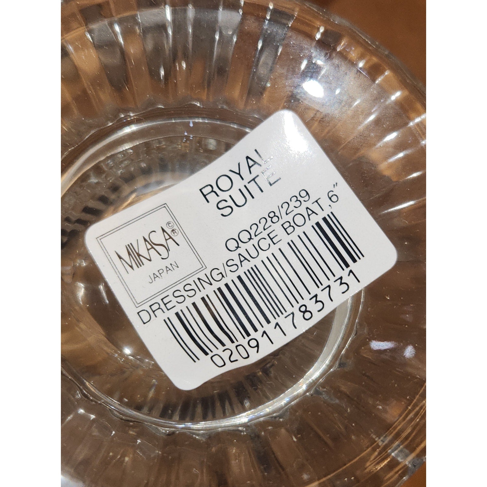 Mikasa Royal Suite Dressing Sauce Boat QQ228/239 6" Clear NEW in box Japan mi87