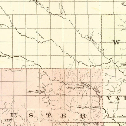 Vintage Map of Nebraska 1867 -Not available at Minden location-