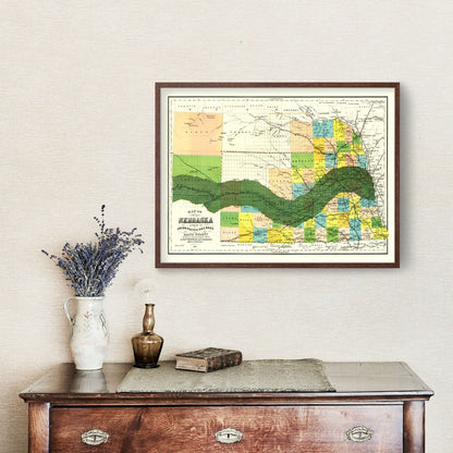 Vintage Union Pacific Railroad Land Grant Map of Nebraska 1884-Not available at Minden location-