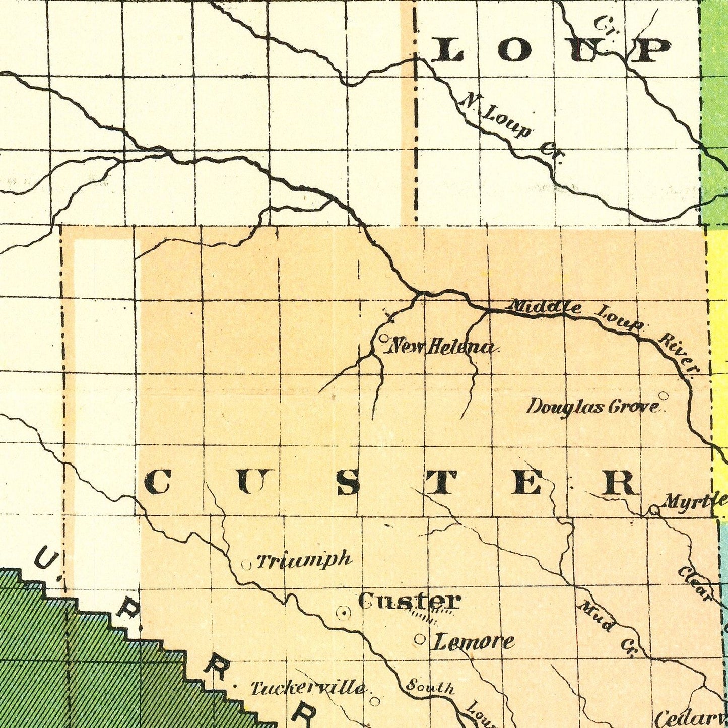 Vintage Union Pacific Railroad Land Grant Map of Nebraska 1884-Not available at Minden location-