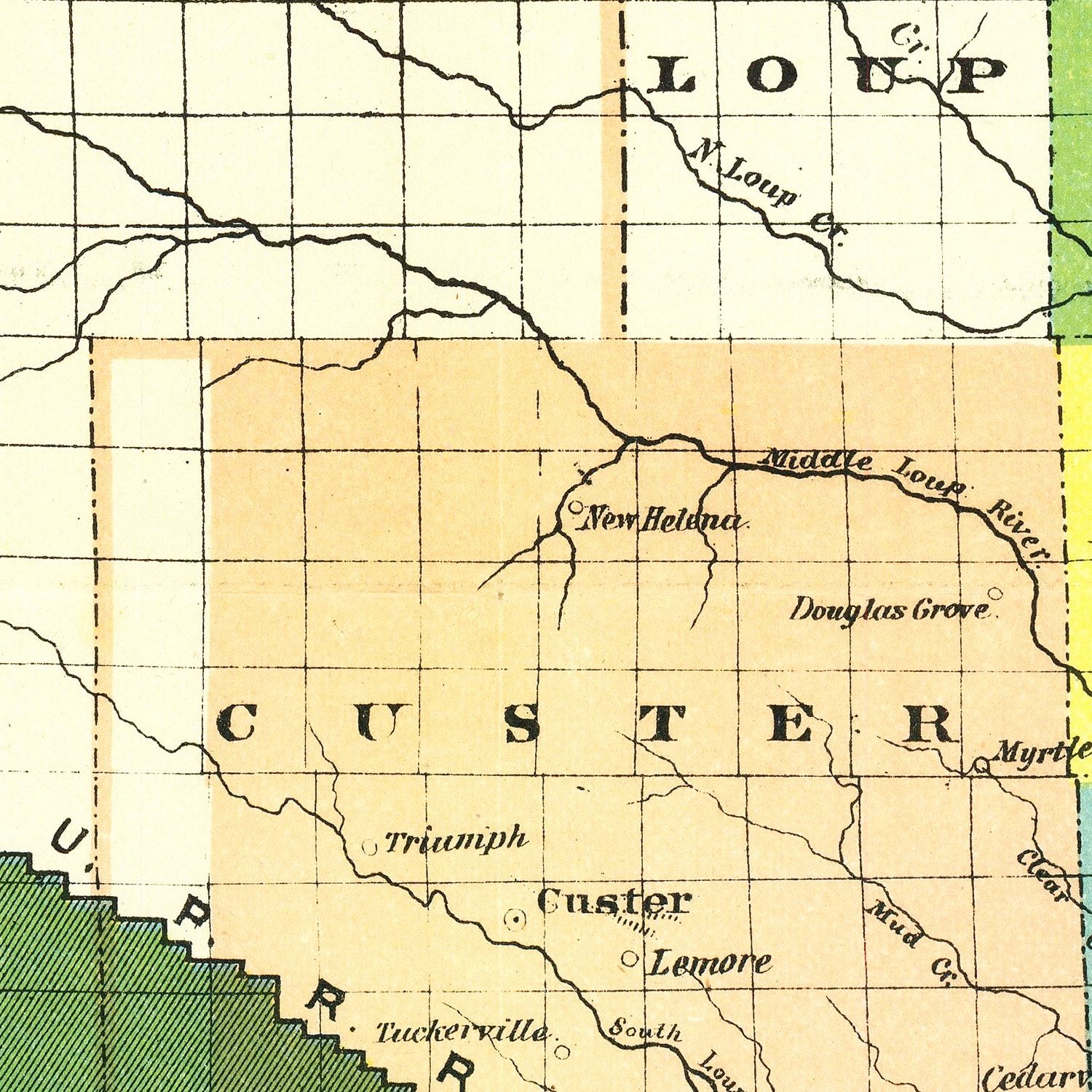 Vintage Union Pacific Railroad Land Grant Map of Nebraska 1884-Not available at Minden location-
