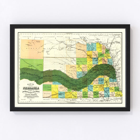 Vintage Union Pacific Railroad Land Grant Map of Nebraska 1884-Not available at Minden location-