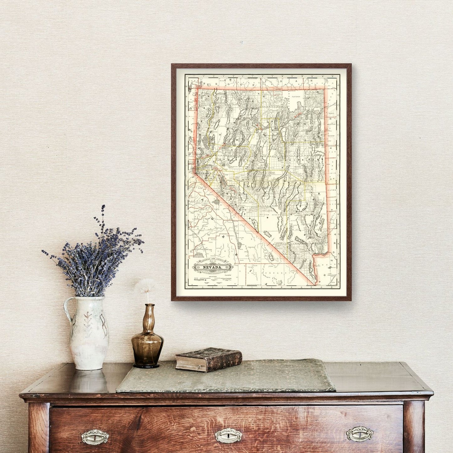 Vintage Railroad Map of Nebraska 1884 -Not available at Minden location-