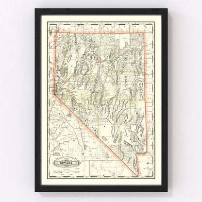Vintage Railroad Map of Nebraska 1884 -Not available at Minden location-