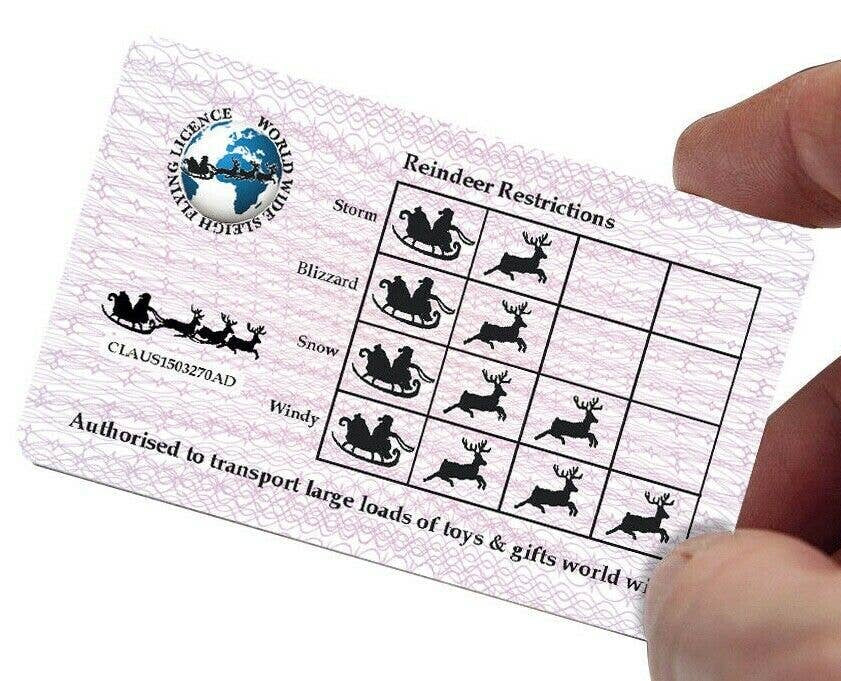 Santa Flying License – Christmas Morning Surprise Novelty Card