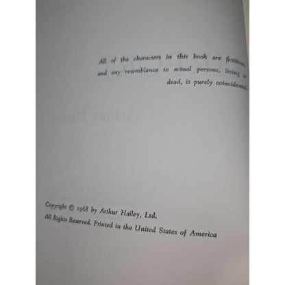 Vintage Hardcover Airport By Arthur Hailey Book Club Edition 1968 Bk65