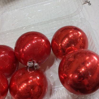 Vintage Red Glass Ornaments Set of 6 NO BOX