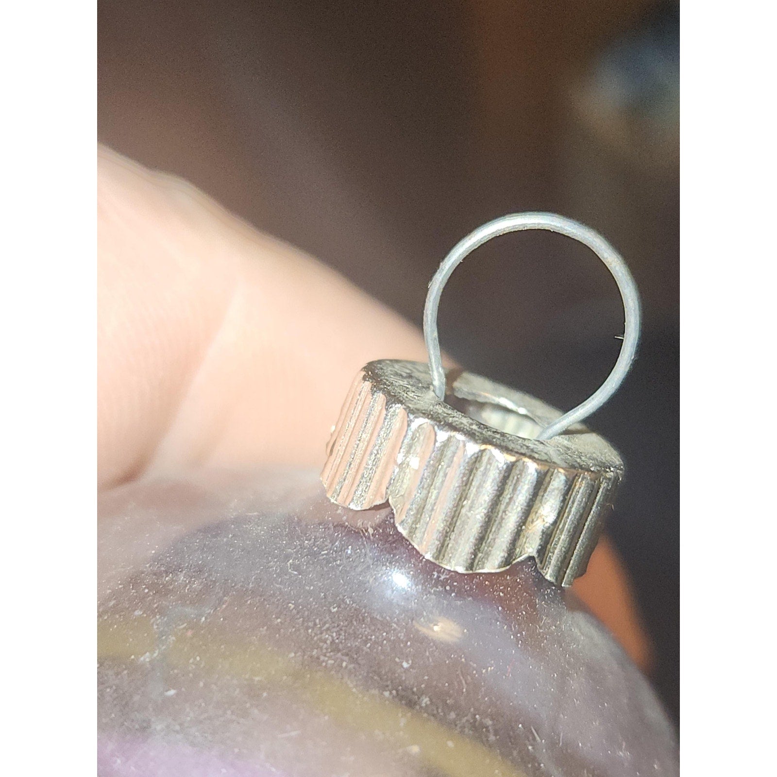 Vintage 2" Unsilvered Transparent Glass Ornament WWII Era 1940s Set of 3 with Stripes Clear and Blue Tint vo231