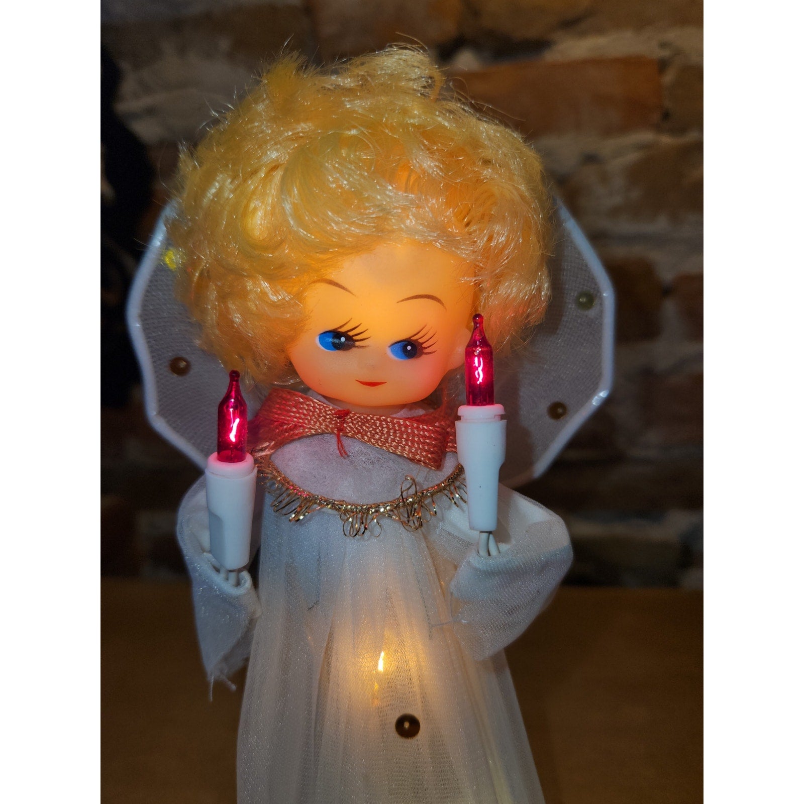 Vintage 10 light Angel Flashing Treetop Tree Topper Works Does Not Flash tt45