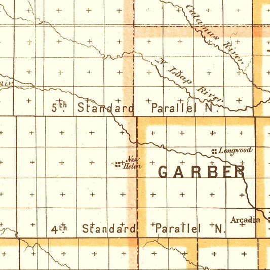 Vintage Map of Nebraska 1876 -Not available at Minden location-