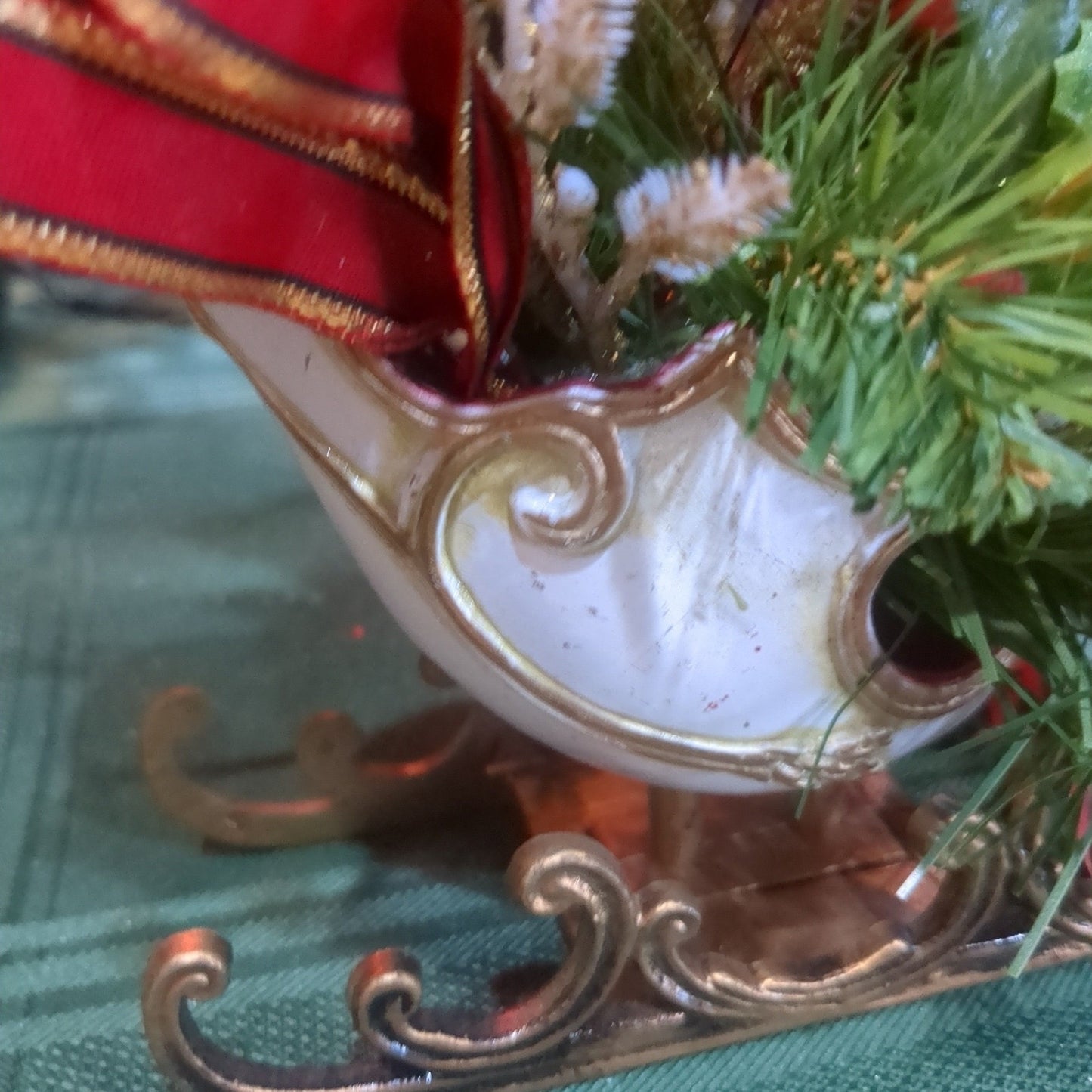Vintage Plastic Santa and Sleigh Blow Mold vs9