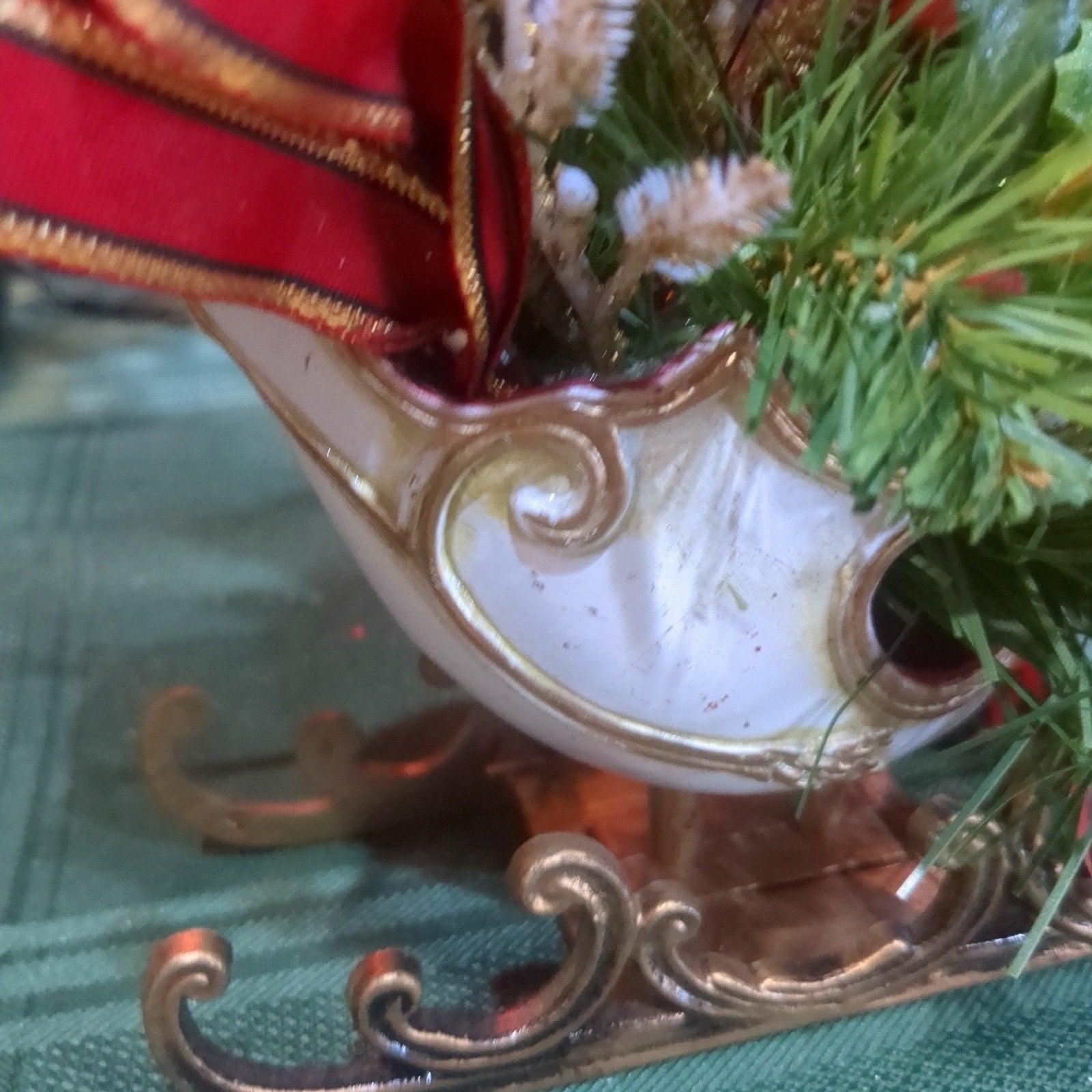 Vintage Plastic Santa and Sleigh Blow Mold vs9