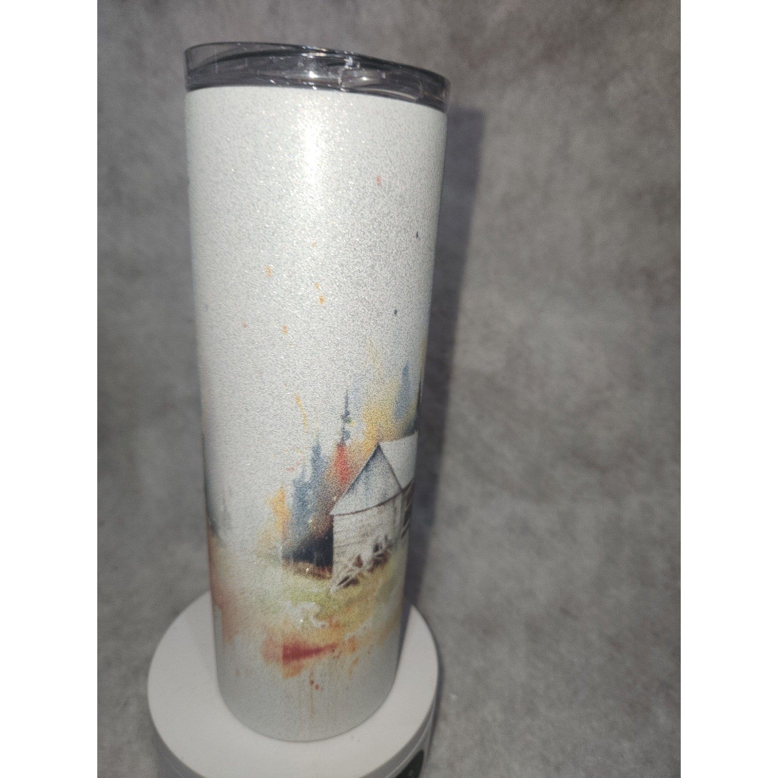20 oz Stainless Steel Glitter Tumbler Watercolor Barns tb98