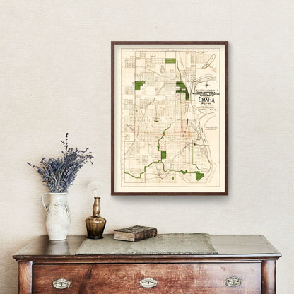 Vintage Map of Omaha, Nebraska 1898 -Not available at Minden location-