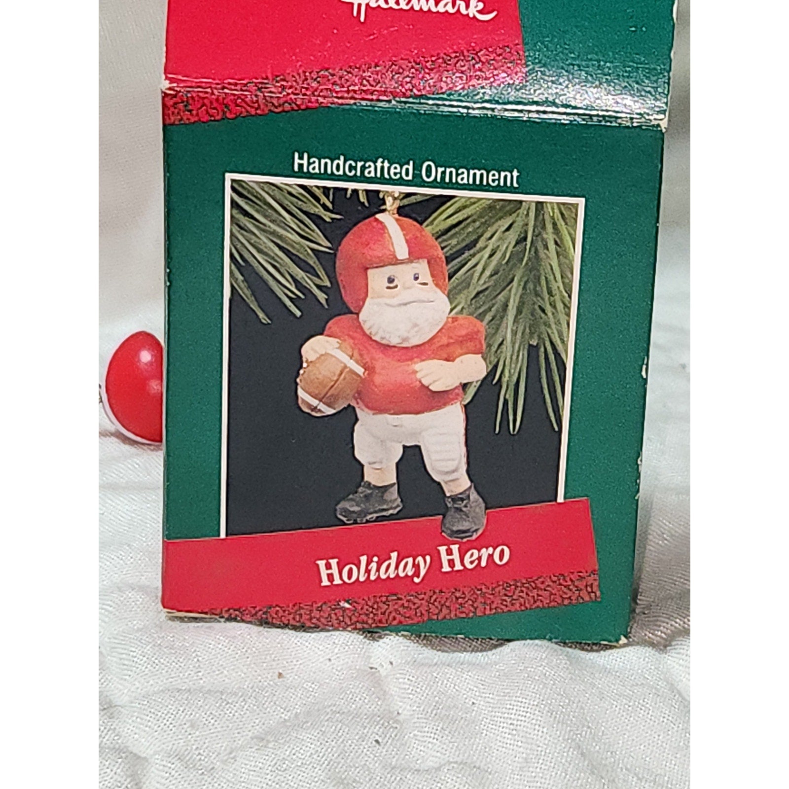 Vintage Hallmark Keepsake Ornament Holiday Hero Football Player 1988