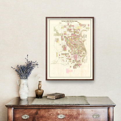 Vintage Map of Omaha, Nebraska 1887 -Not available at Minden location-