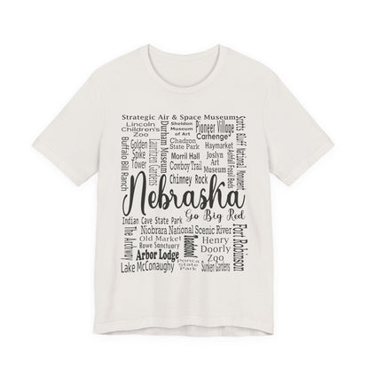 Nebraska Shirt – Landmarks Word Art Unisex Jersey Tee