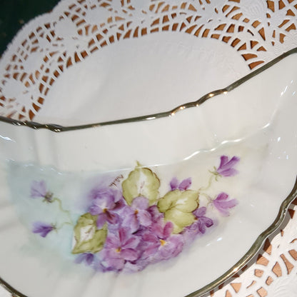 Hand Painted Ceramic Crescent Trinket Tray G5