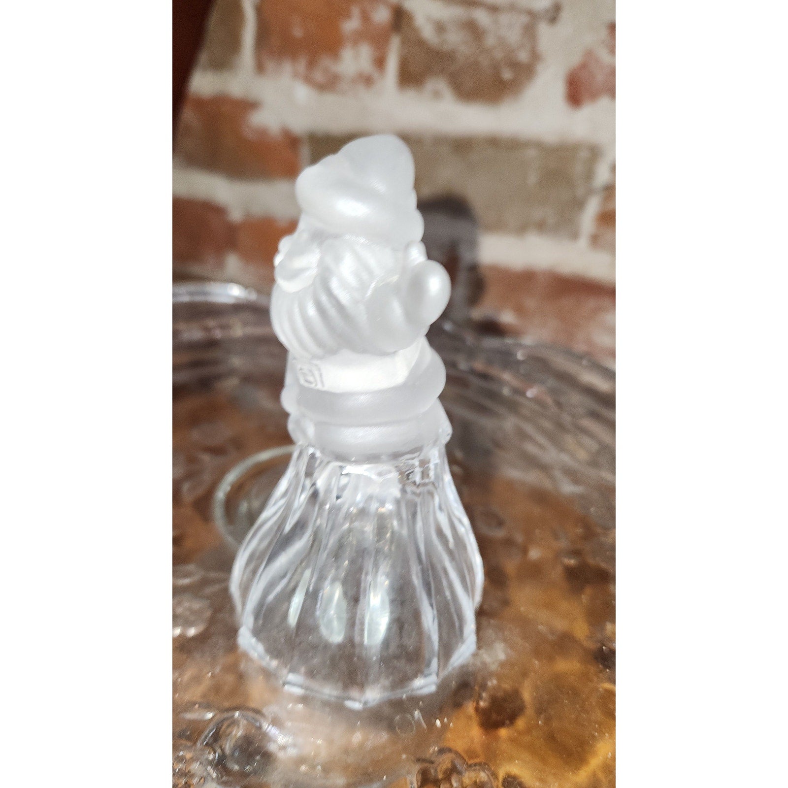 Vintage Santa Clause Crystal Clear Glass Bell Crystal Chrismas Xmas Holiday