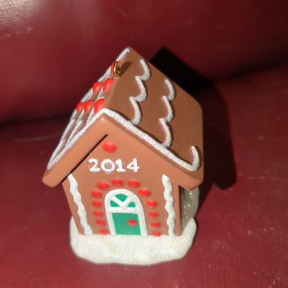 Hallmark Keepsake Ornament Jolly Gingerbread House Merry Makers 2014 and Collector's Club Miniature Reindeer