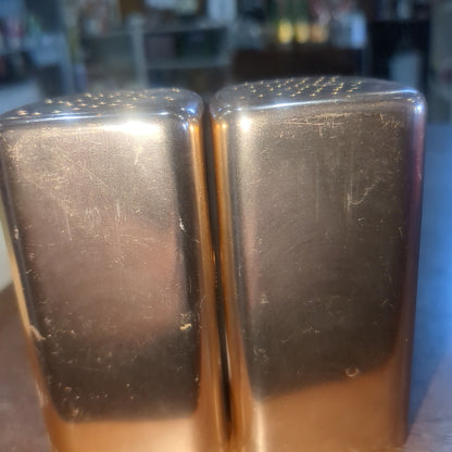 Vintage Mirror Aluminum Rose Gold Salt and Pepper Shakers alsp