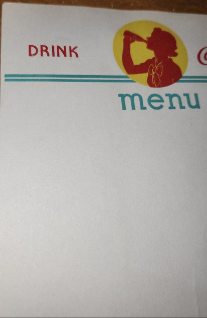 Vintage Coca-Cola Unused Menu Sheet from 1950s One Page ONLY