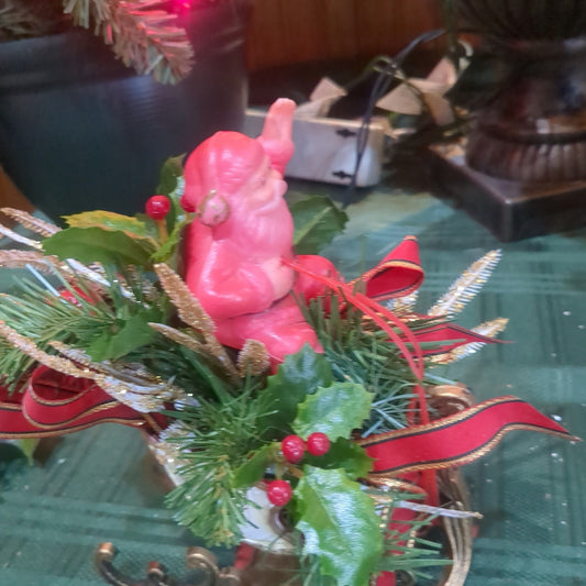 Vintage Plastic Santa and Sleigh Blow Mold vs9