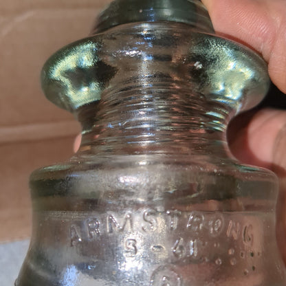 a-51 Vintage Armstrong Telephone Pole Glass Insulator, 51 - Cl/ 11 - 61.
