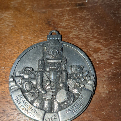 Vintage Taste of Home 2002 Christmas Ornament Pewter Season's Greetings Nutcracker