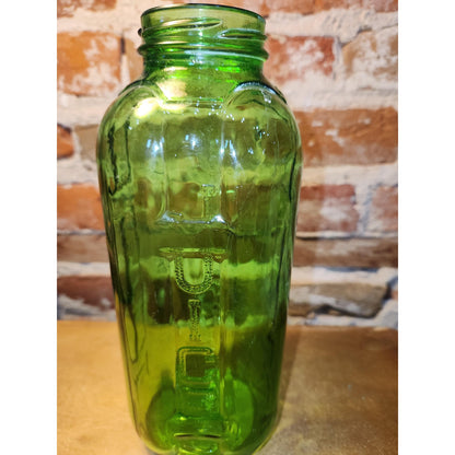 Vintage Anchor Hocking Green Glass 40 oz Water Juice Refrigerator Bottle Jar jar111