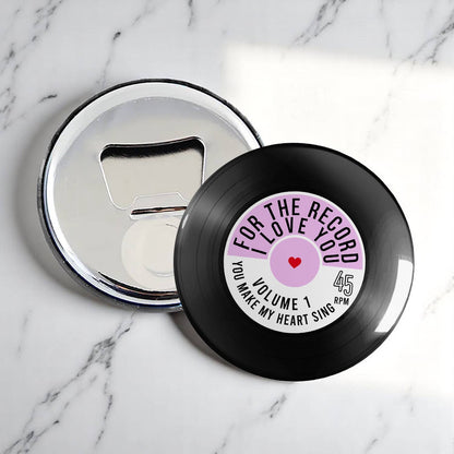 Tap and Play | Scannable Vinyl Record Magnets and Keychains: For The Record I Love You / Magnet