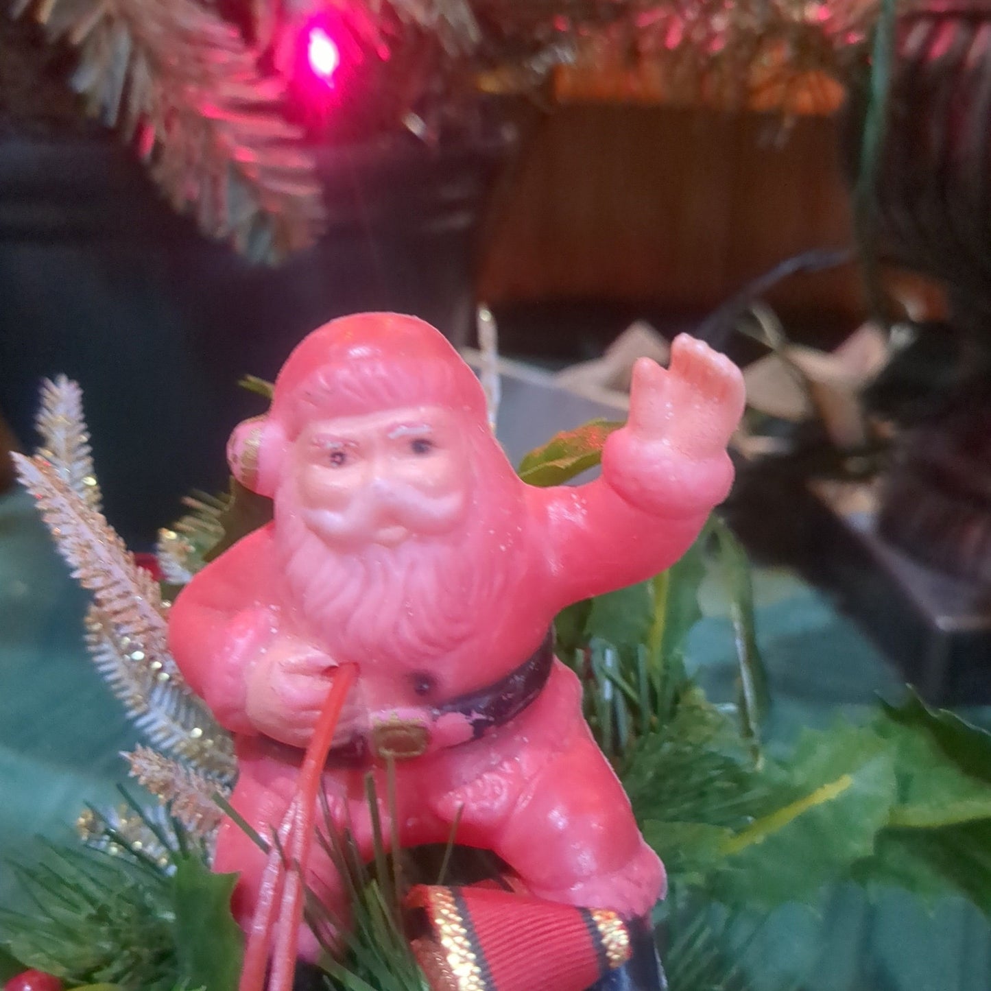 Vintage Plastic Santa and Sleigh Blow Mold vs9