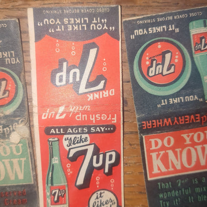 Vintage 7Up matchbook covers AS IS m41