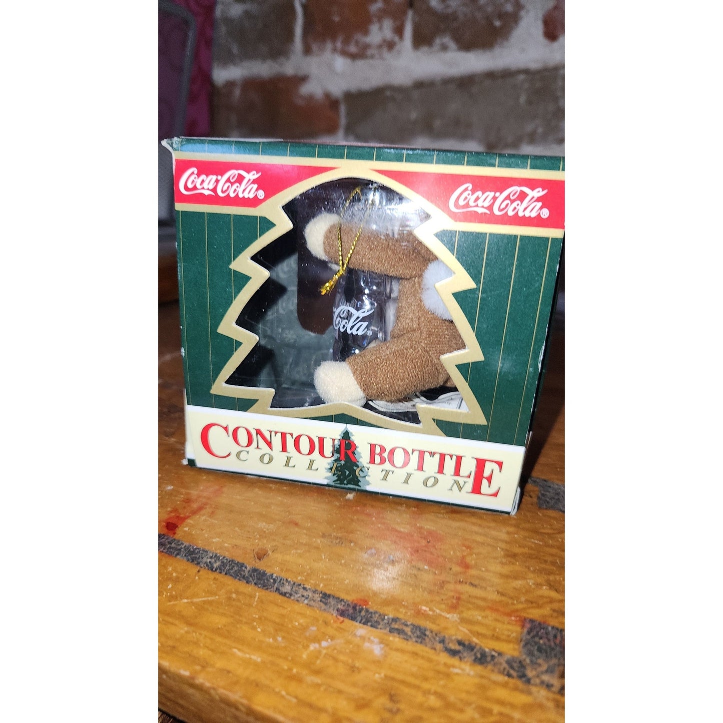 Vintage Coca-Cola Contour Bottle Collection Plush Brown Reindeer Christmas Ornament CC7