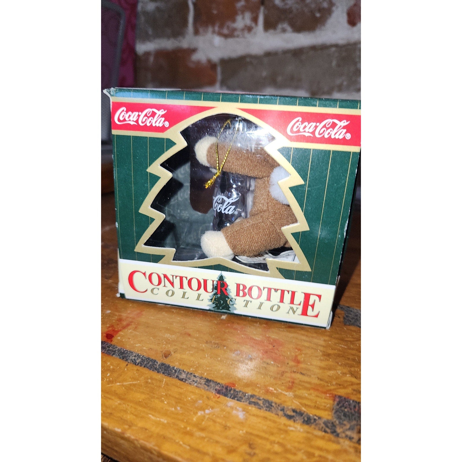 Vintage Coca-Cola Contour Bottle Collection Plush Brown Reindeer Christmas Ornament CC7