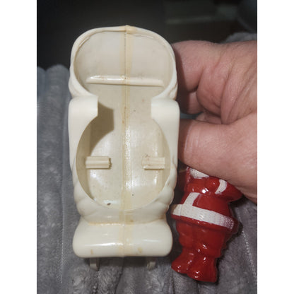 Vintage Rosbro Red Santa in Sleigh Plastic Candy Holder 1950's MCM sa43