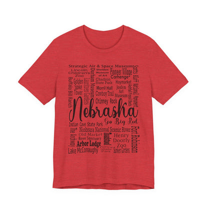 Nebraska Shirt – Landmarks Word Art Unisex Jersey Tee
