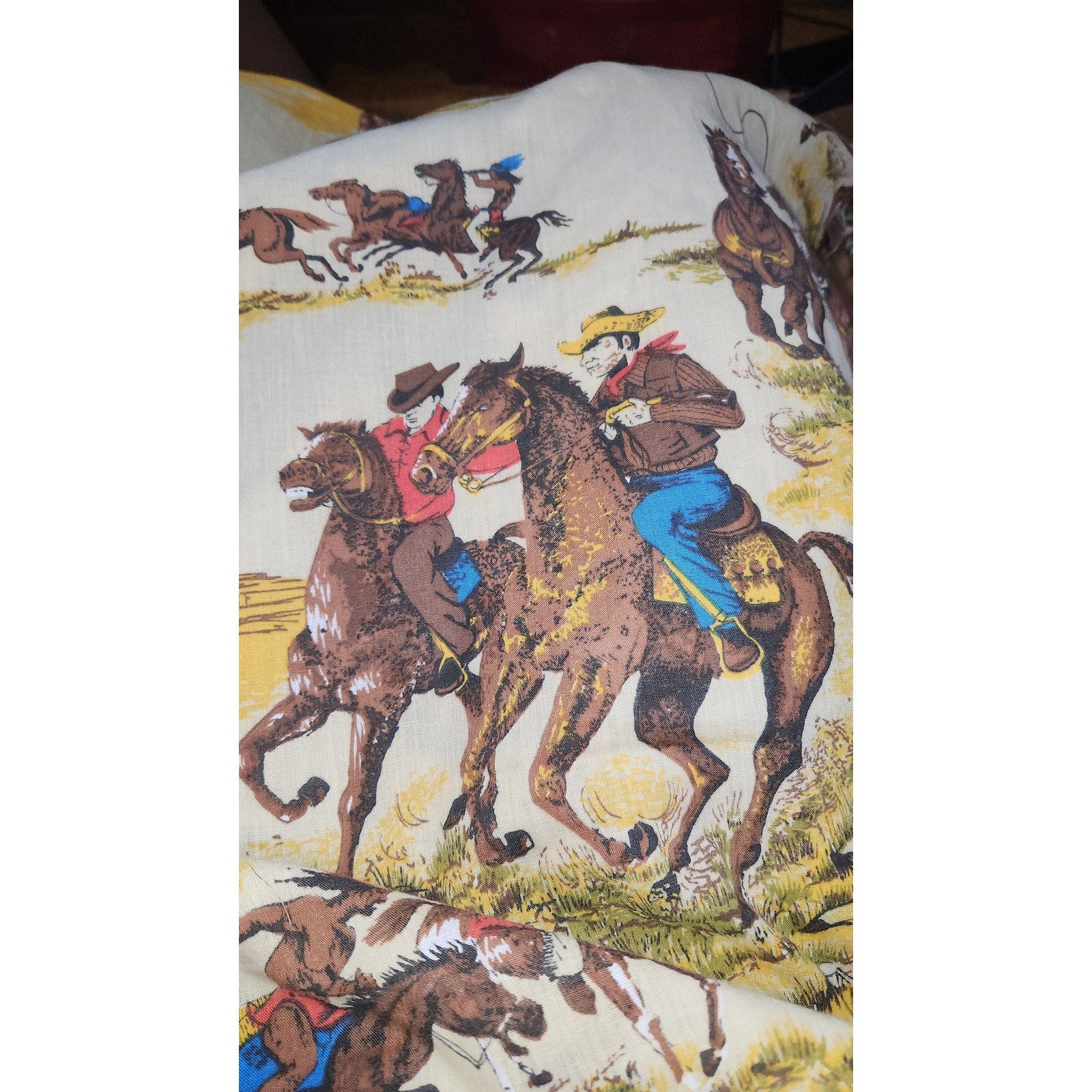 Vintage Cowboy and Native American Fabric