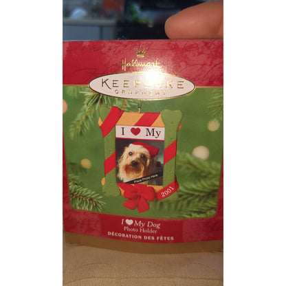 Vintage Hallmark Keepsake Ornament I Love My Dog Photo Holder 2001