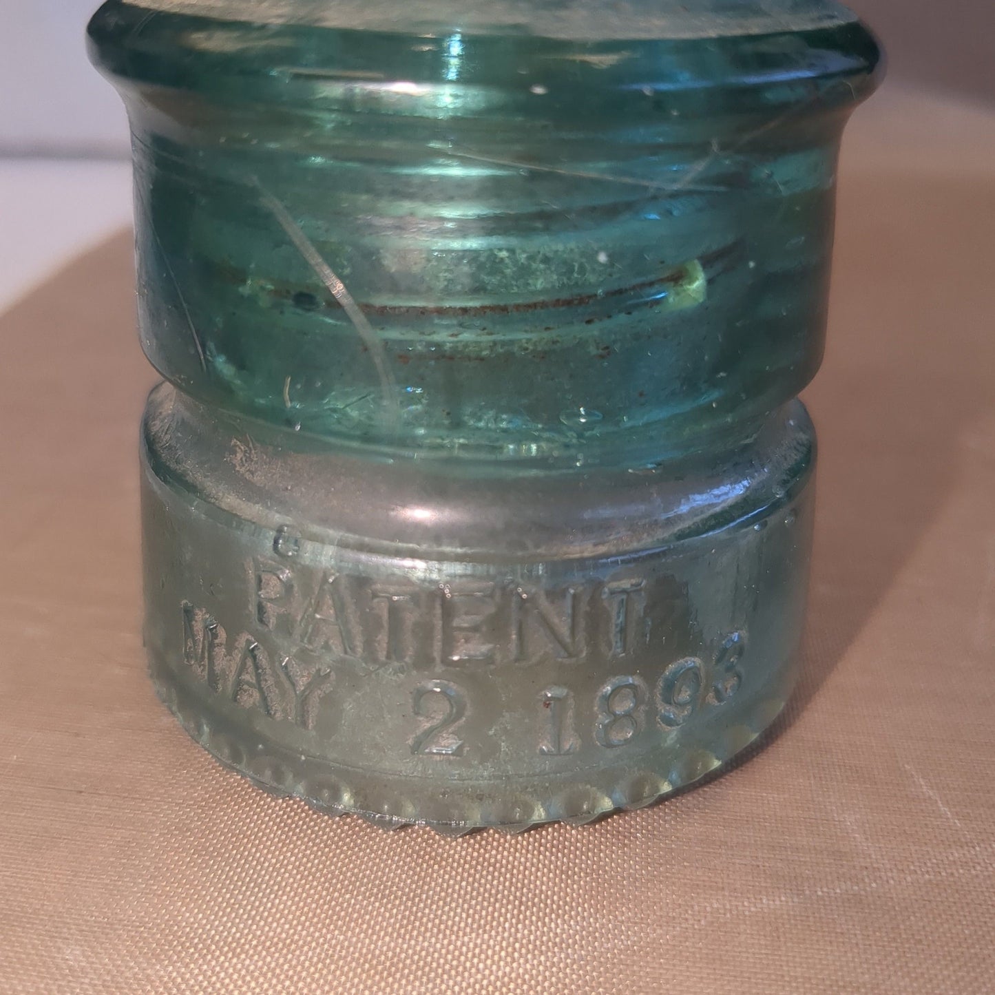 Vintage Hemingray #12 teal green glass insulator h612