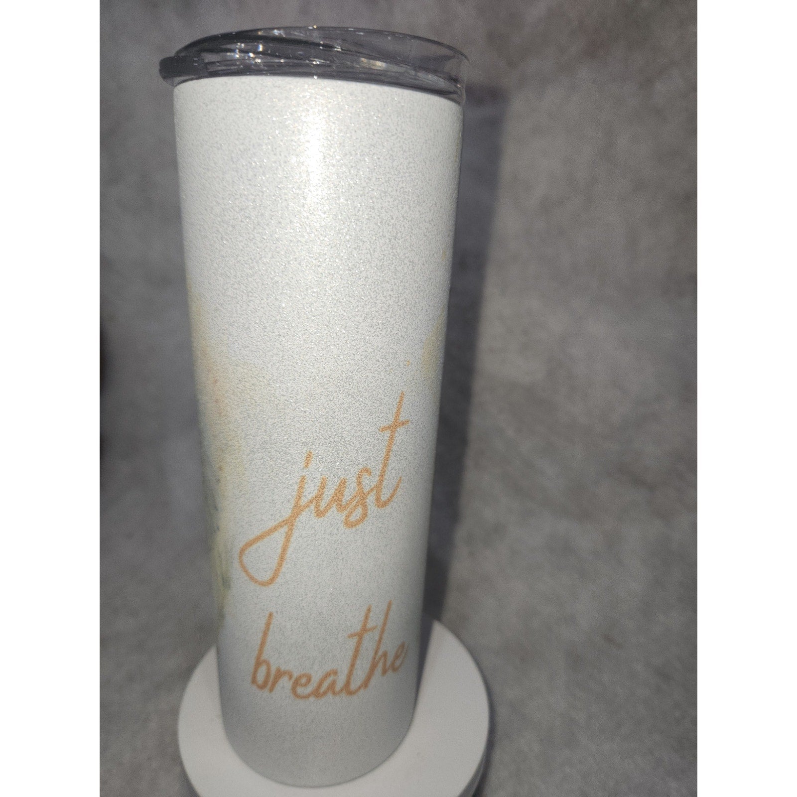 20 oz Stainless Steel Glitter Tumbler Just Breathe Butterflies flowers tg8