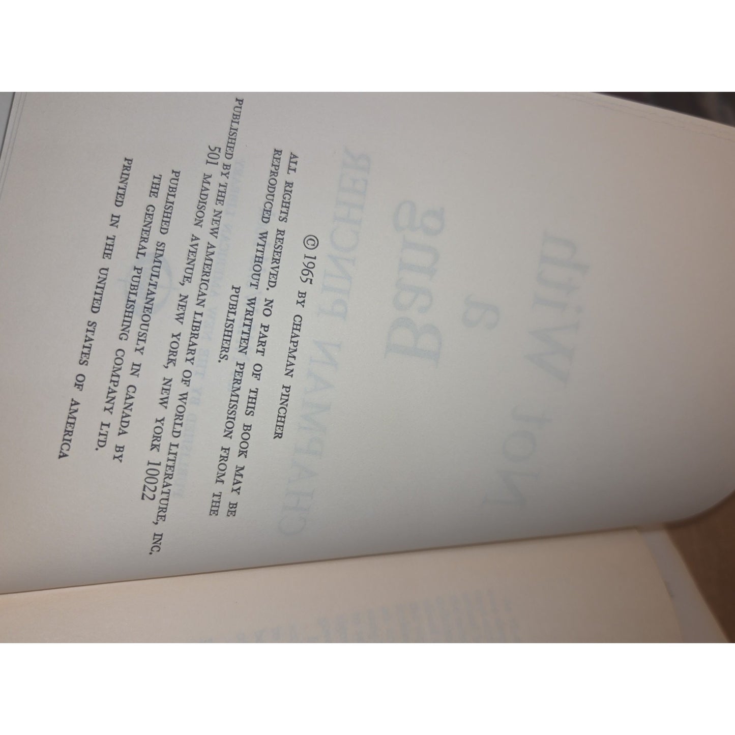 Vintage Hardcover Not With a Bang by Chapman Pincher With Dust Jacket BCE