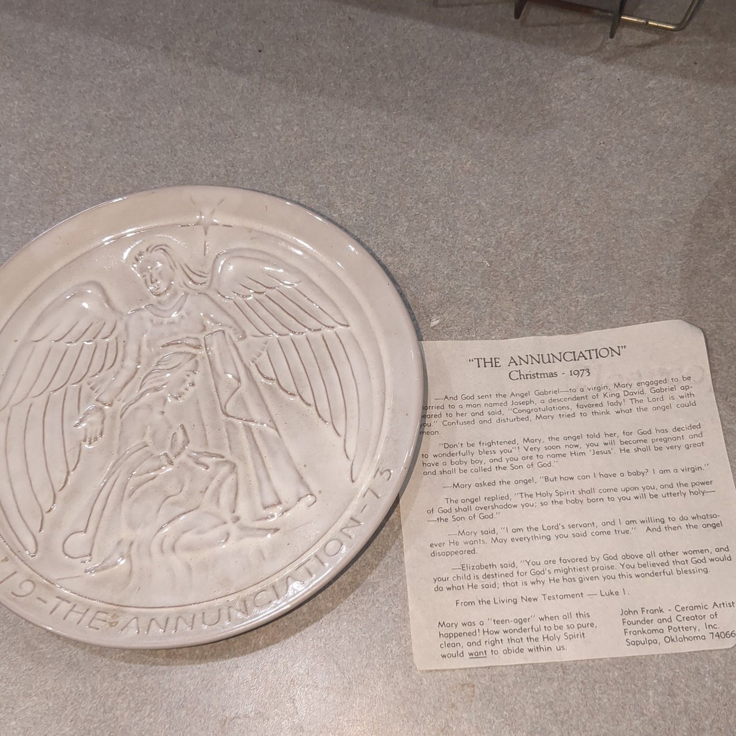 vintage Frankoma 1973 the annunciation