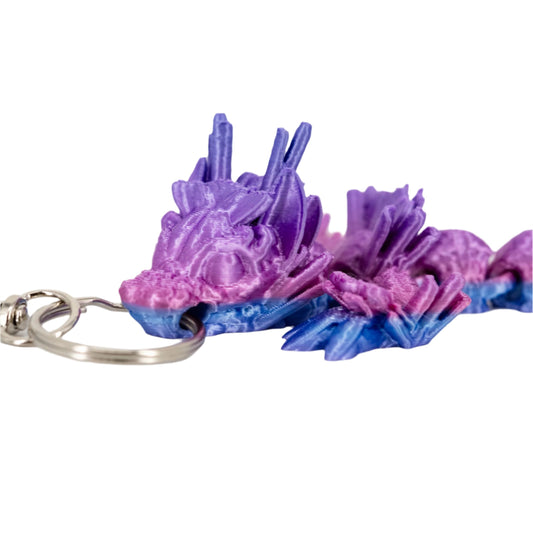 3D Printed Dragon Figurine Keychain | Multiple Colors | Black Sheep Products LLC Purple & Blue