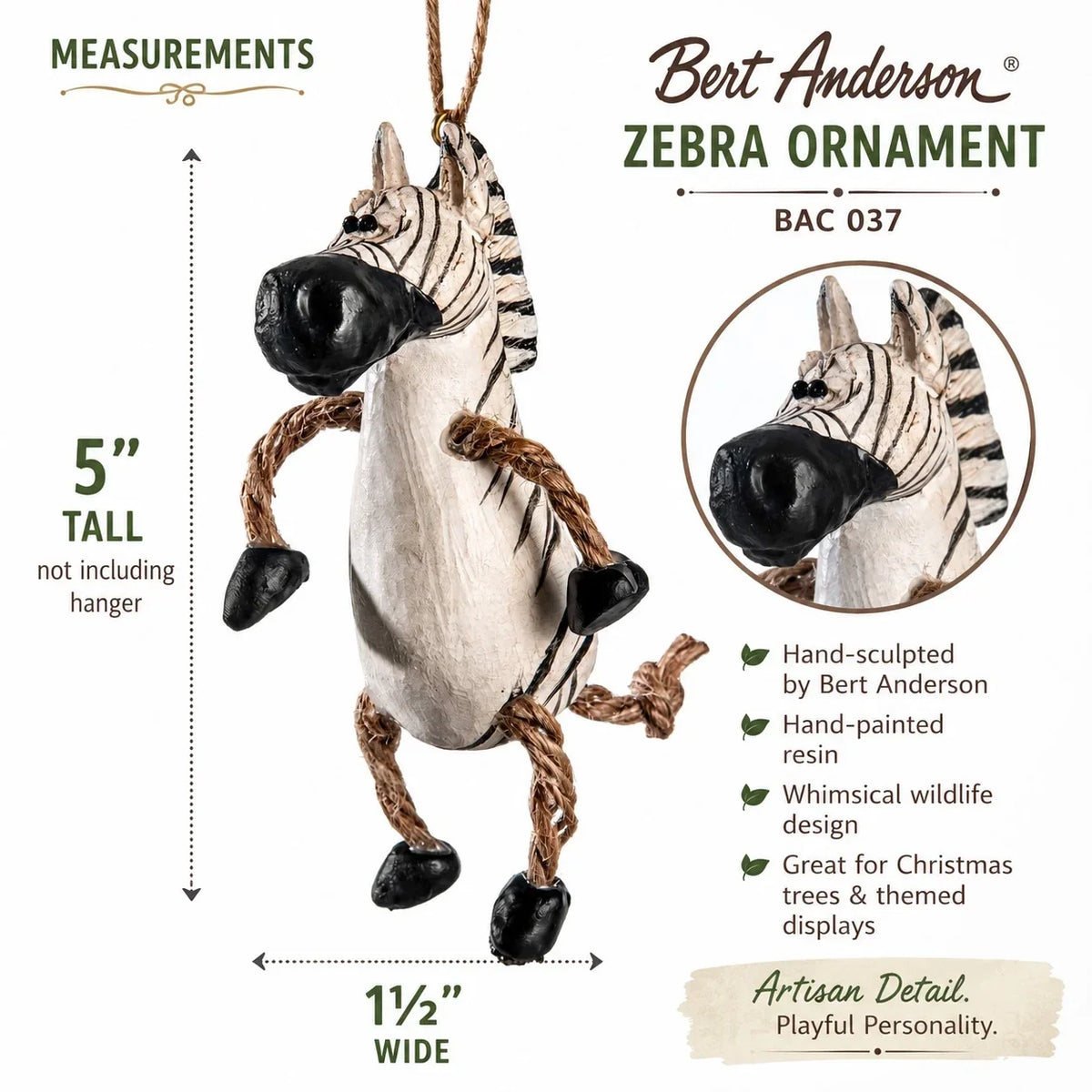 Zebra Ornament | Bert Anderson Collection