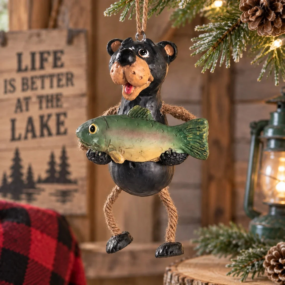Bear With Fish Ornament | Bert Anderson Collection