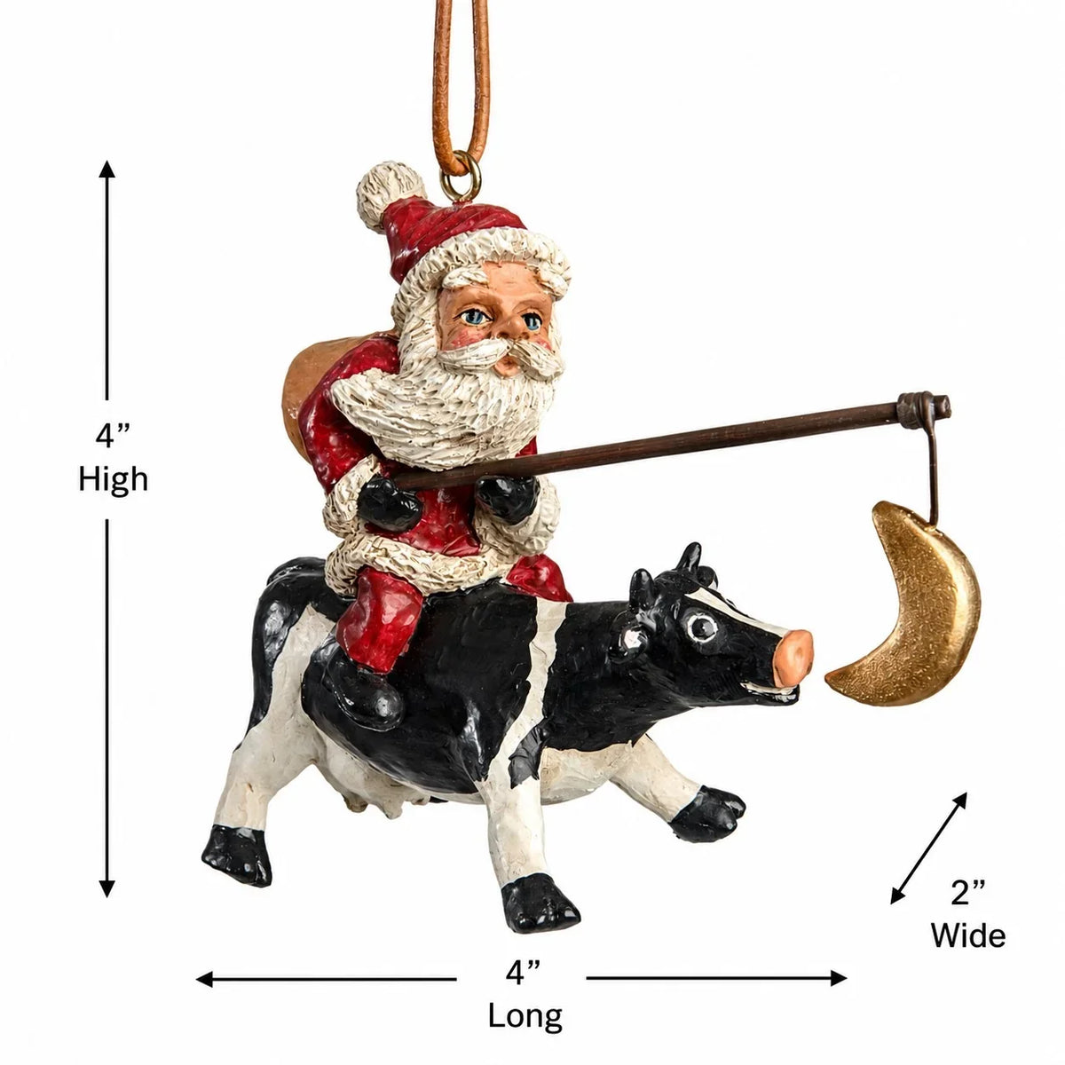 Santa with Cow Ornament | Bert Anderson Collection