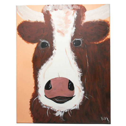Benjamin the Cow Canvas Painting | 20" x 16" | The Painted Attic