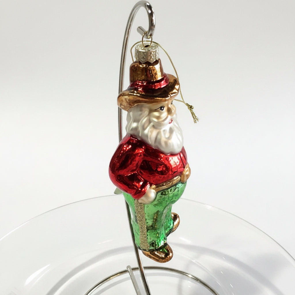 Glass Cowboy Santa Ornament go8