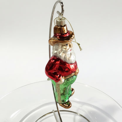 Glass Cowboy Santa Ornament go8